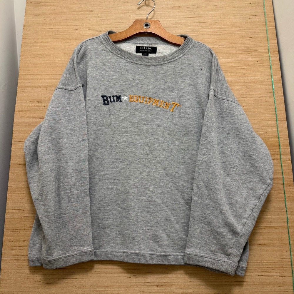 B.U.M.‎ Equipment Mens XL Heather Grey Embroidered Logo Cotton Sweatshirt